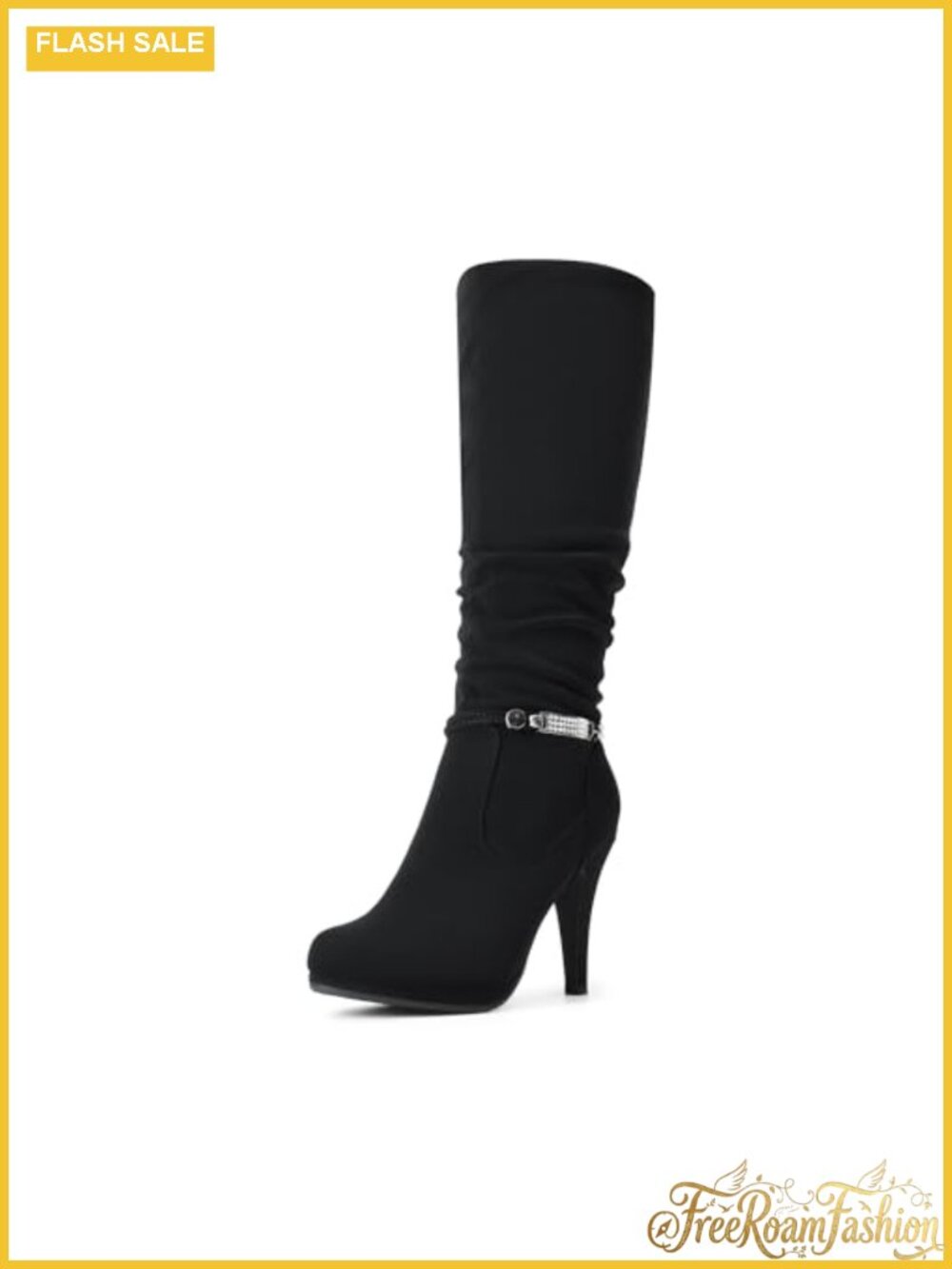 Women's Stiletto Platform Knee High Boots Faux Fur Lined 4-Inch Heel